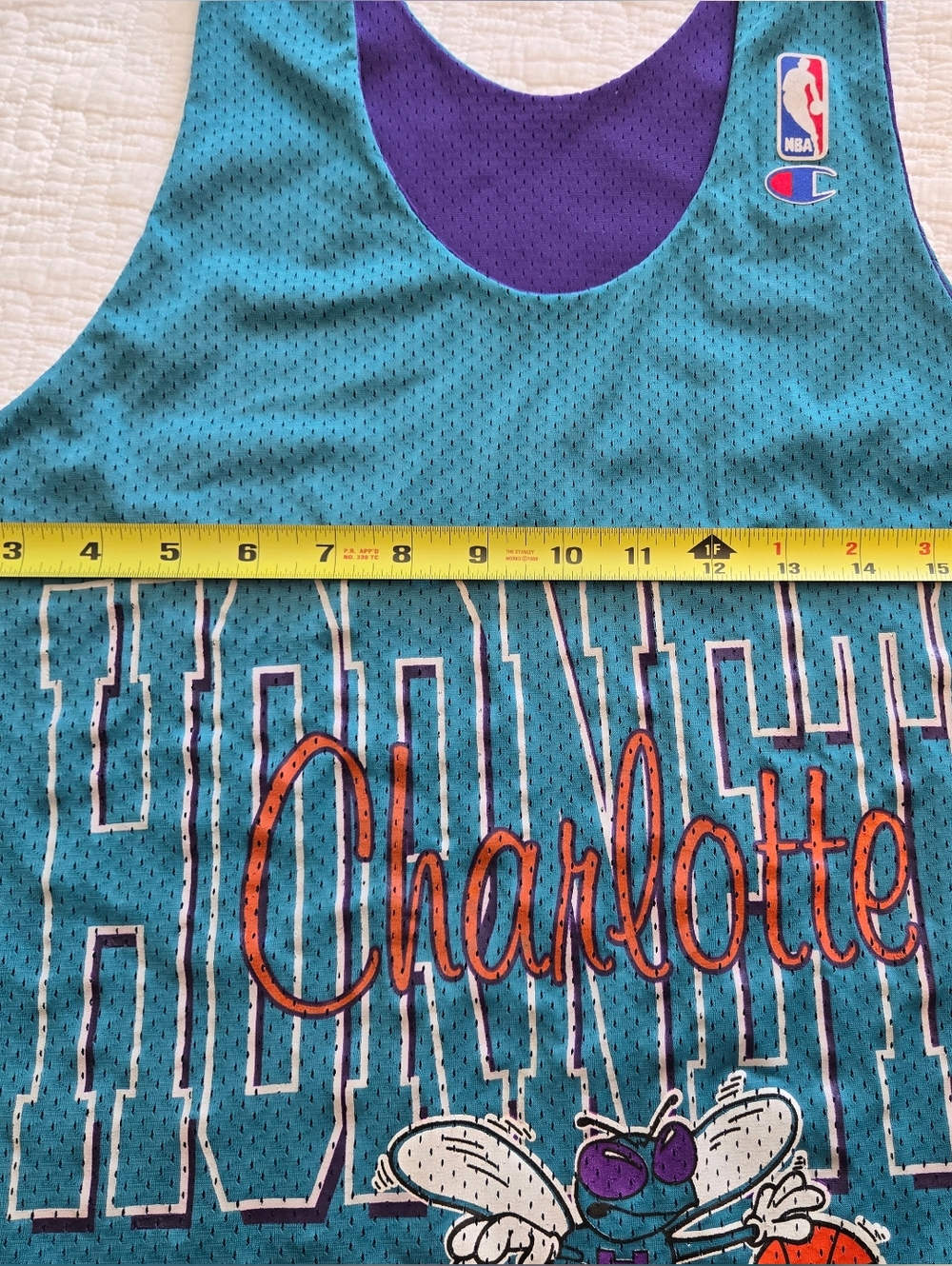 Vintage 90s Champion Charlotte Hornets Practice Jersey Men's Size M Made in USA - Picture 3 of 8